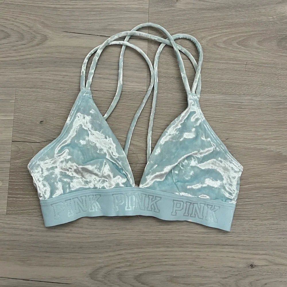 VS Pink Crushed Velvet Bralette - Picture 2 of 6